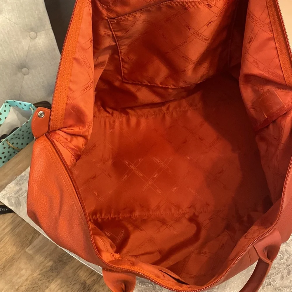 🌾Longchamp Rich Orange 🌾XLarge Leather Travel ✈️ Bag🌾 - Picture 14 of 17